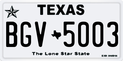 TX license plate BGV5003