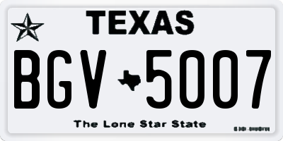 TX license plate BGV5007