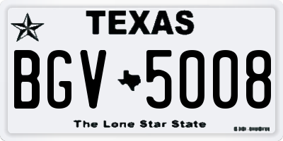 TX license plate BGV5008