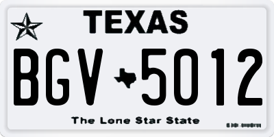 TX license plate BGV5012