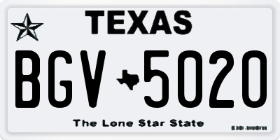 TX license plate BGV5020