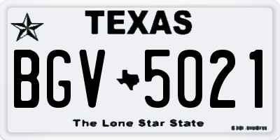 TX license plate BGV5021