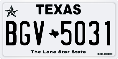 TX license plate BGV5031