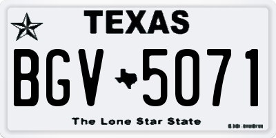 TX license plate BGV5071