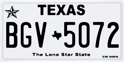 TX license plate BGV5072