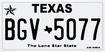 TX license plate BGV5077