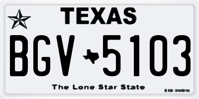TX license plate BGV5103