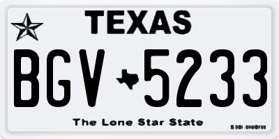 TX license plate BGV5233