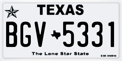 TX license plate BGV5331