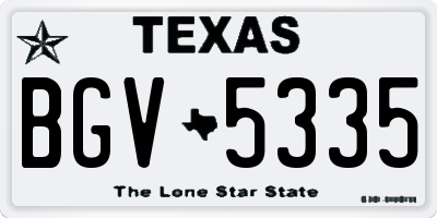 TX license plate BGV5335