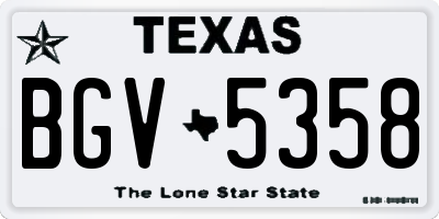TX license plate BGV5358