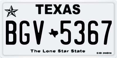 TX license plate BGV5367