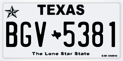 TX license plate BGV5381
