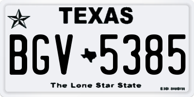 TX license plate BGV5385