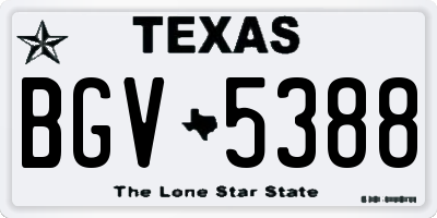 TX license plate BGV5388