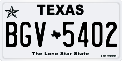 TX license plate BGV5402