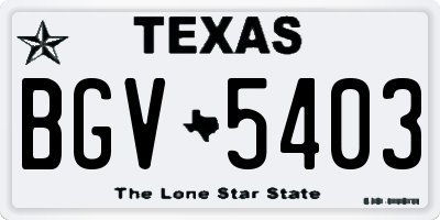 TX license plate BGV5403