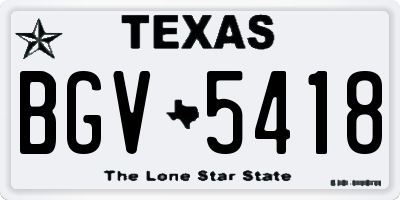 TX license plate BGV5418