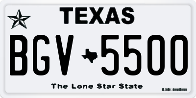TX license plate BGV5500