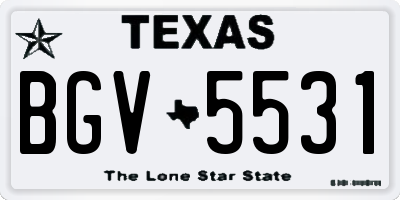 TX license plate BGV5531