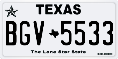 TX license plate BGV5533