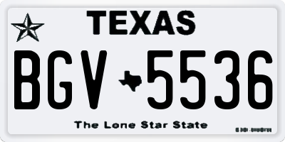 TX license plate BGV5536