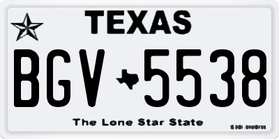 TX license plate BGV5538