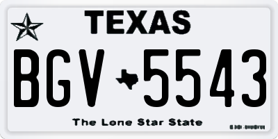 TX license plate BGV5543