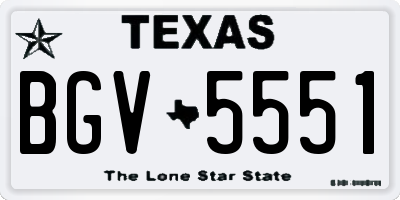TX license plate BGV5551
