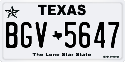 TX license plate BGV5647