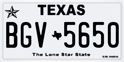 TX license plate BGV5650