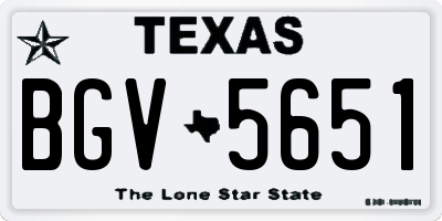 TX license plate BGV5651