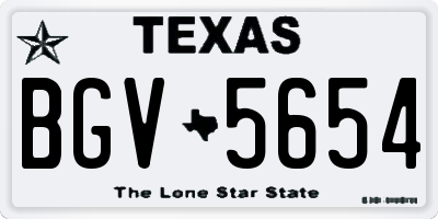 TX license plate BGV5654