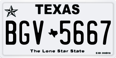 TX license plate BGV5667