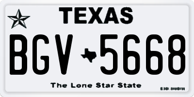 TX license plate BGV5668