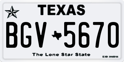 TX license plate BGV5670