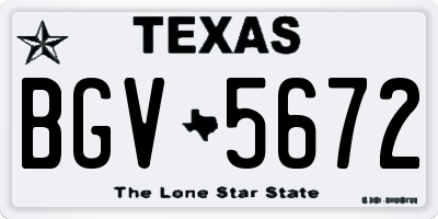 TX license plate BGV5672