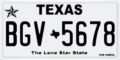 TX license plate BGV5678