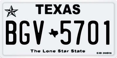 TX license plate BGV5701