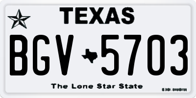 TX license plate BGV5703