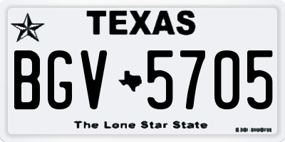 TX license plate BGV5705