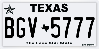 TX license plate BGV5777