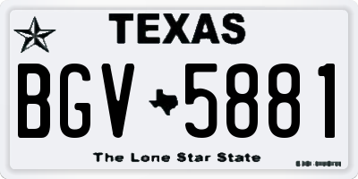 TX license plate BGV5881