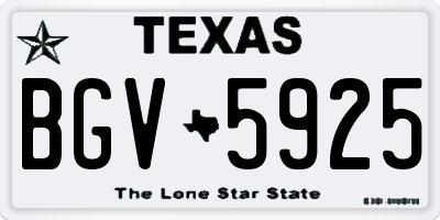 TX license plate BGV5925