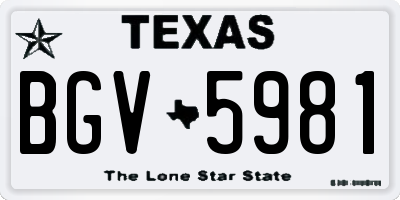 TX license plate BGV5981