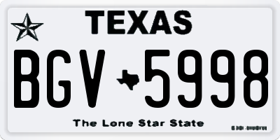 TX license plate BGV5998