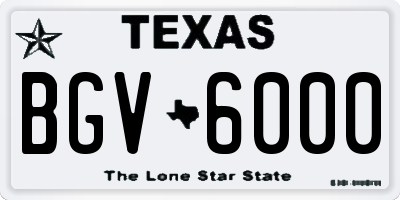 TX license plate BGV6000