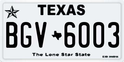 TX license plate BGV6003