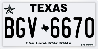 TX license plate BGV6670