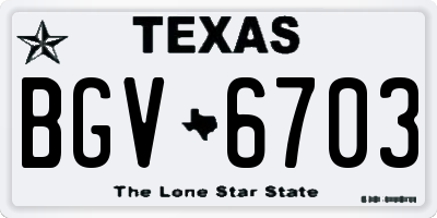 TX license plate BGV6703